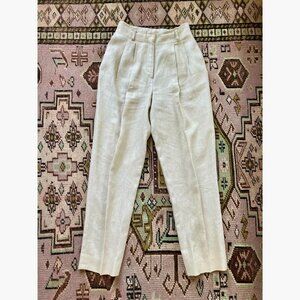 100% linen Lord & Taylor Petites brand pleated high-waisted pants